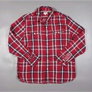 Levis Shirt Mens XL Red‎ Blue Plaid Long Sleeve Button Up Workshirt